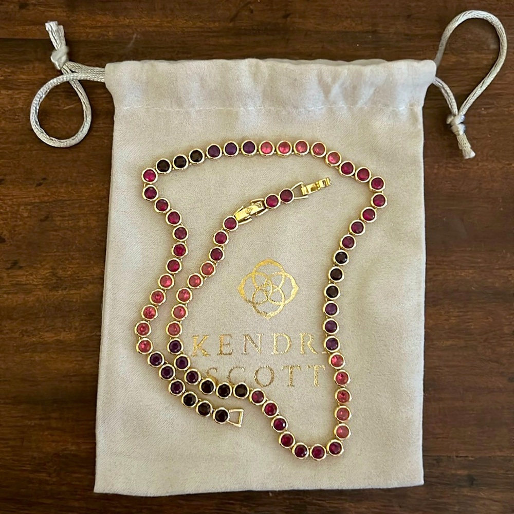 Kendra Scott Carmen Gold Tennis Necklace, Ruby Mix